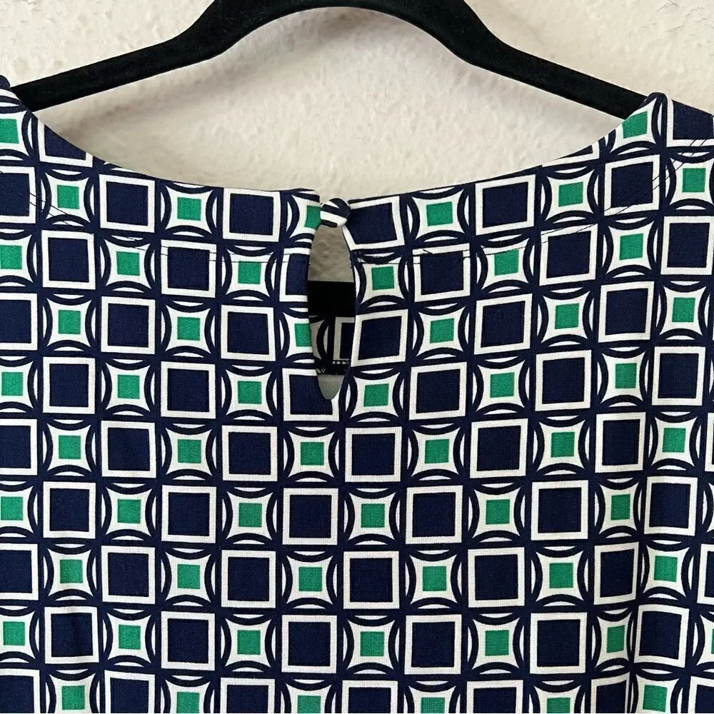 Talbots Geometric Print 3/4 Sleeve Shift Dress Size 8